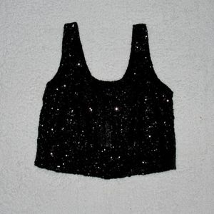 NWT Forever 21 Sequin Dressy Cropped Tank in Black